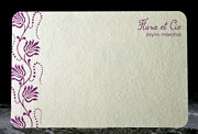 Mecan classic letterpress stationery, business cards, party invitations, purple, green