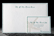 Nicolet nautical letterpress stationery, invitations, calling cards, blue, sand