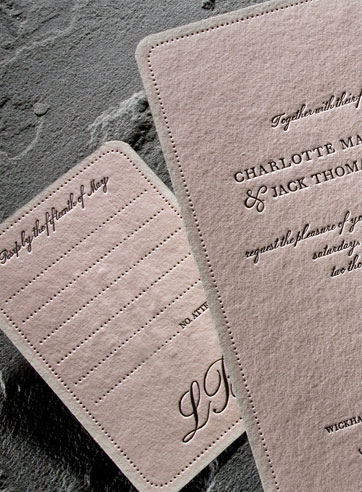 vintage letterpress wedding invitation pink and black french