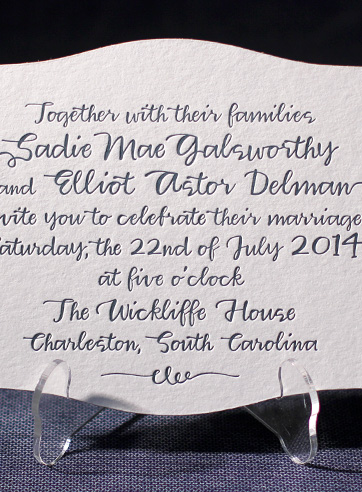 classic letterpress wedding invitation midnight peacock diecut previous