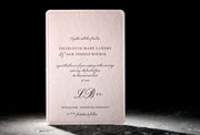 vintage letterpress wedding invitation, pink and black, french